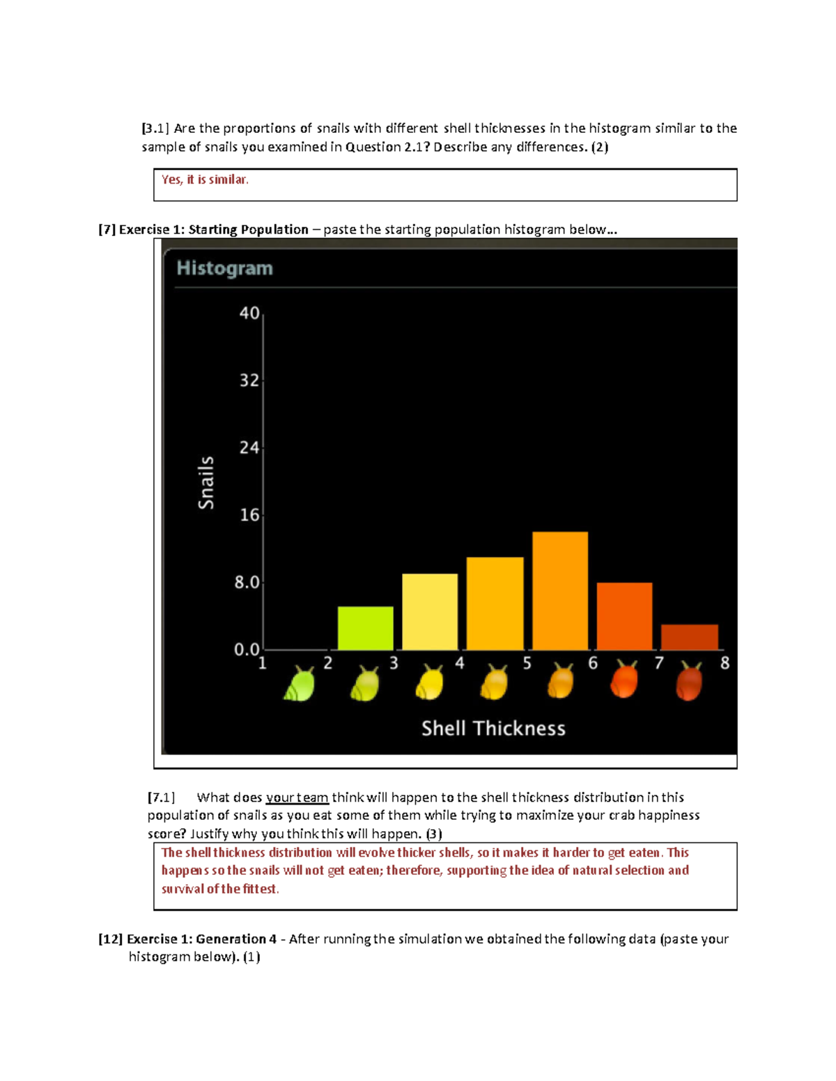 Lab 1 - Darwinian Snails TLN copy 2 - [3] Are the proportions of snails ...