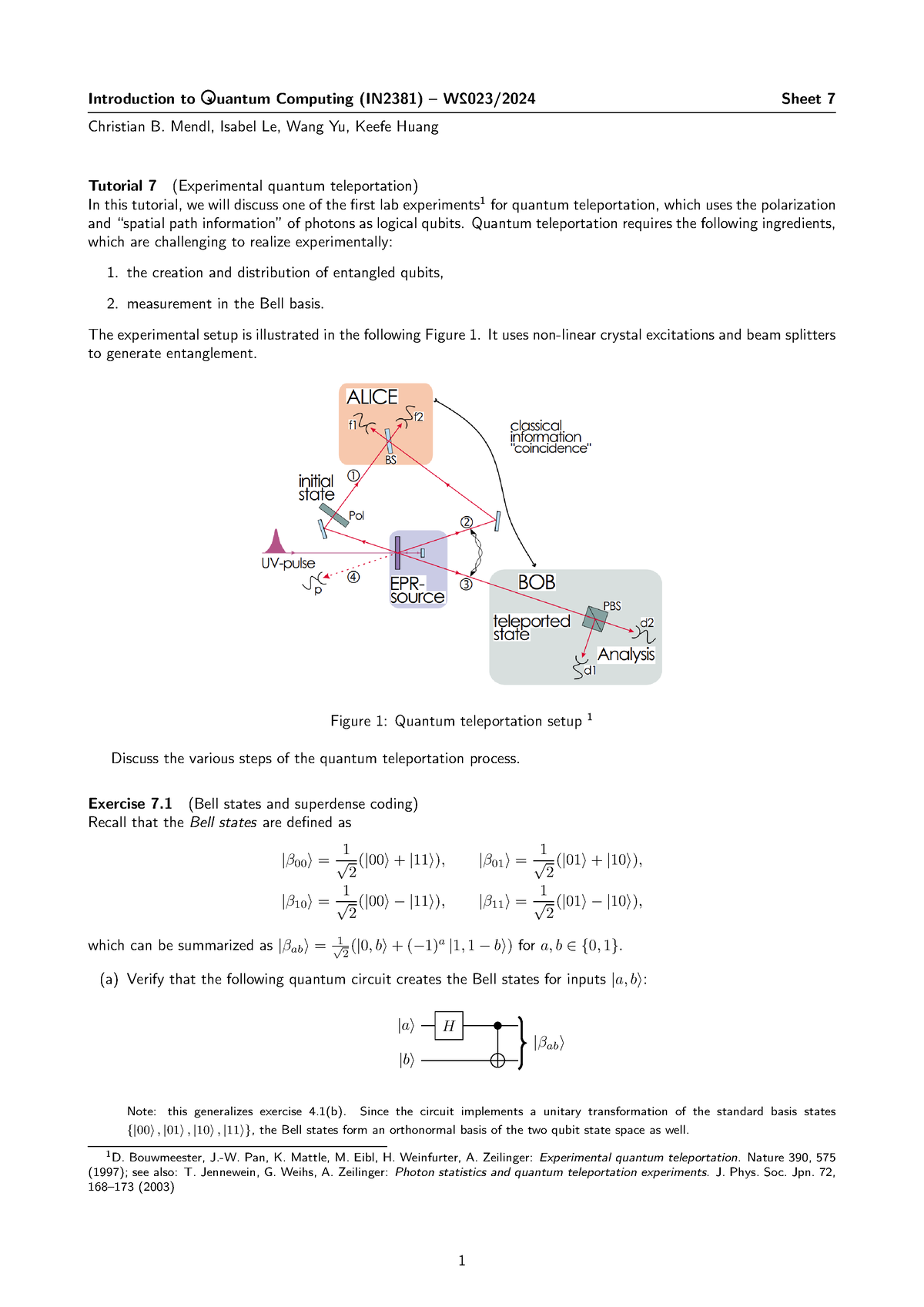 Sheet 07 - Introduction To Uantum Computing (IN2381) – W 2 023/2024 ...