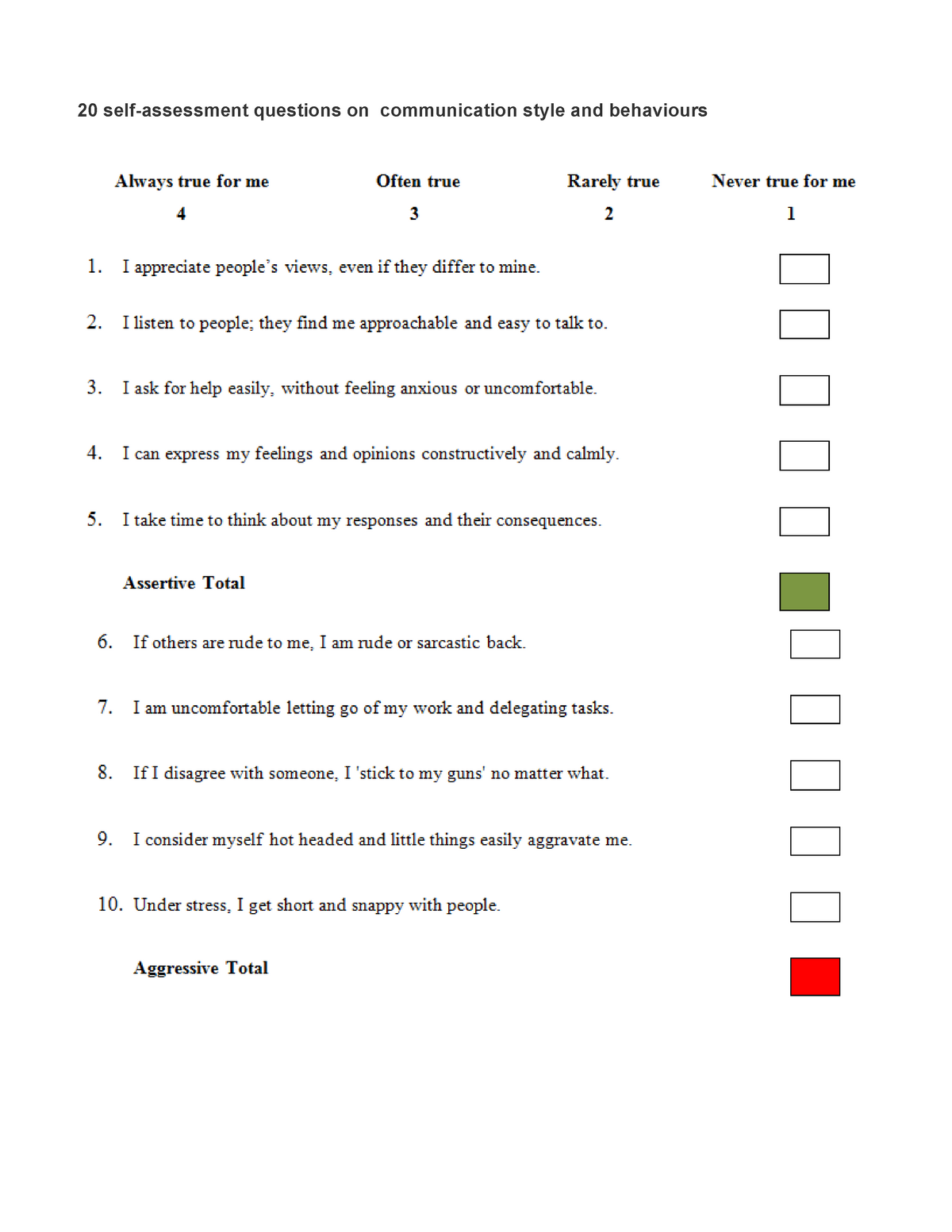 communication style self assessment quiz