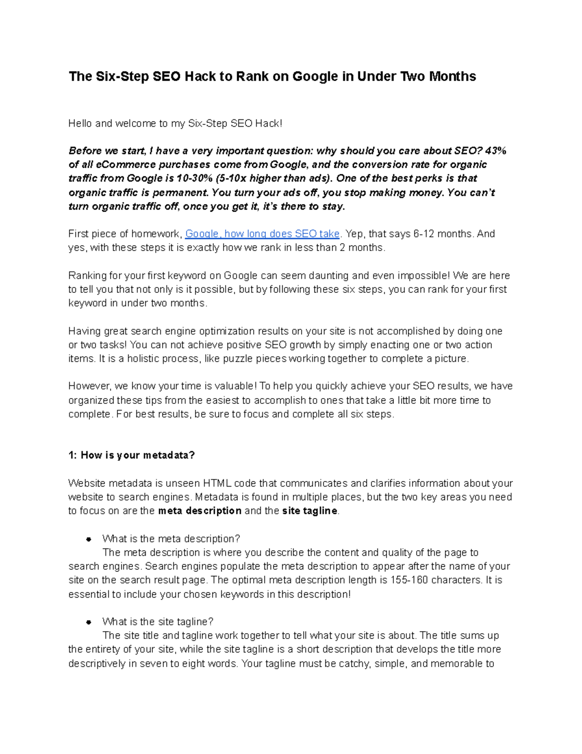 The Six-Step SEO Hack to Rank on Google - One of the best perks is that ...