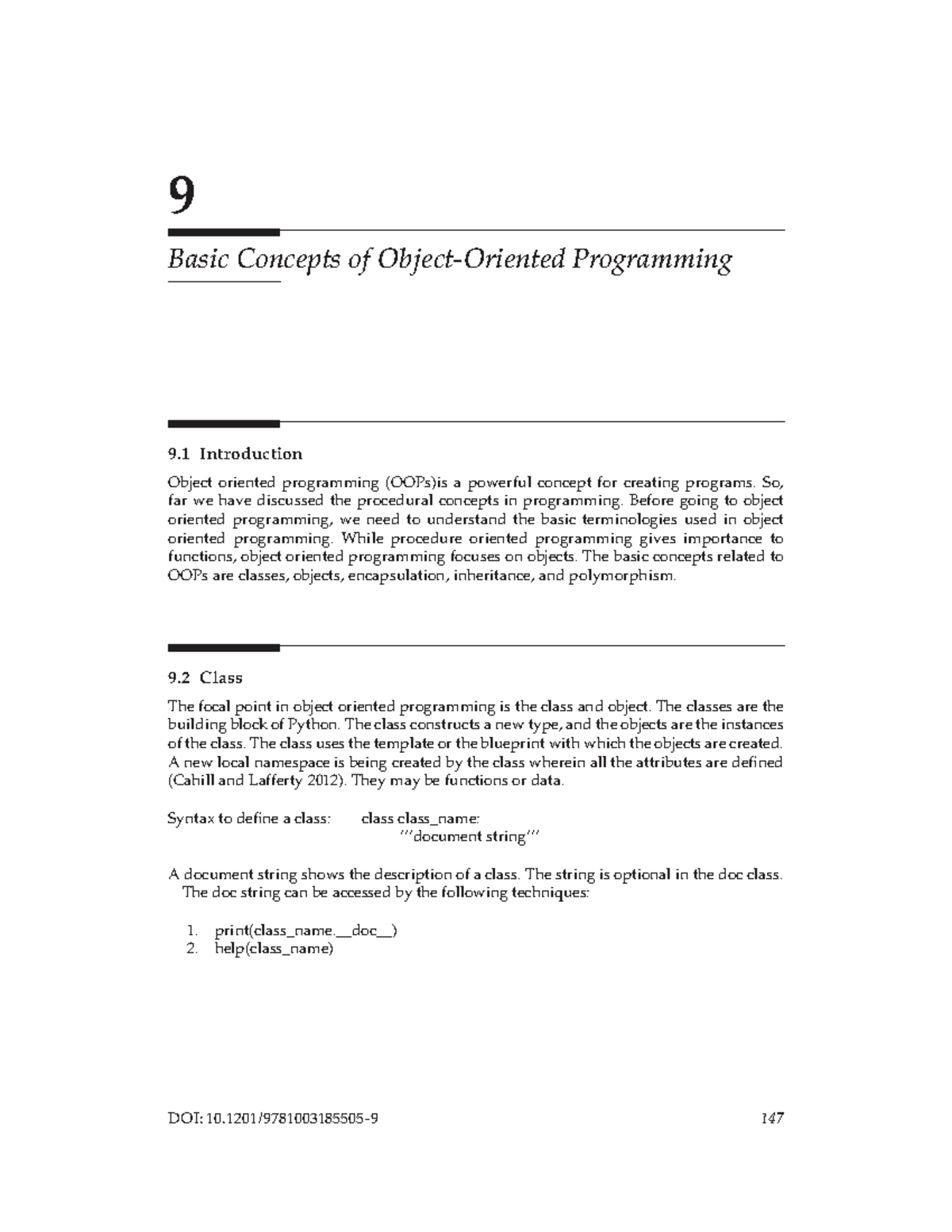 8. Basic Object-Oriented Programming - DOI: 10/9781003185505-9 147 9 ...