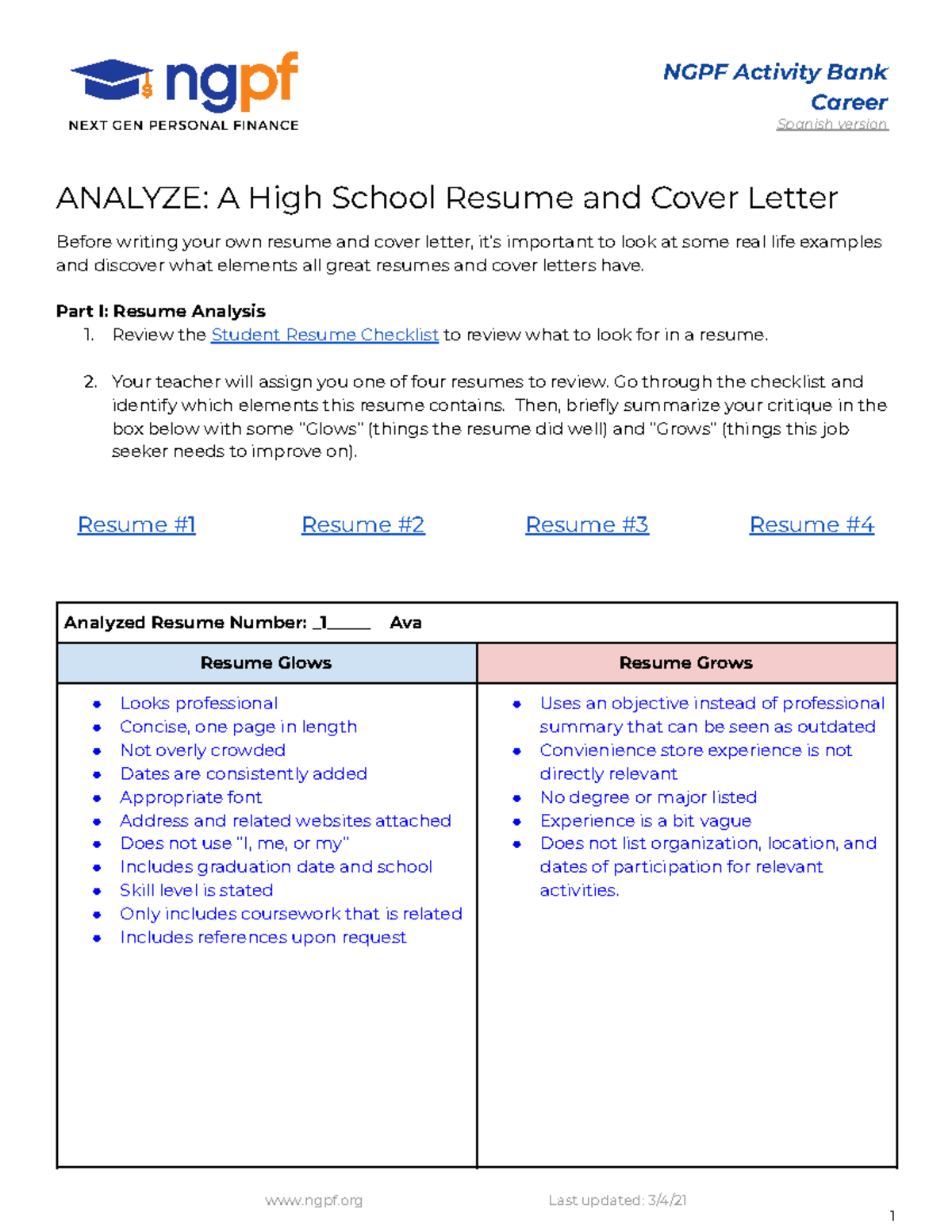 Analyze A High School Resume and - Thumb 1200 1553 