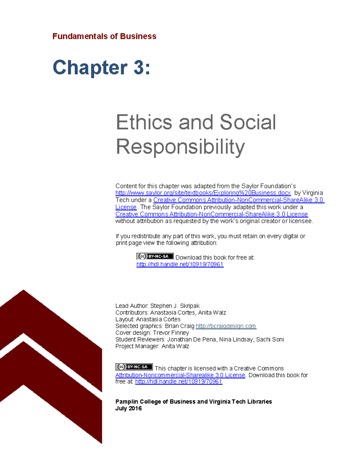 Chapter 3 Ethics Social Responsibility - ####### Fundamentals of ...