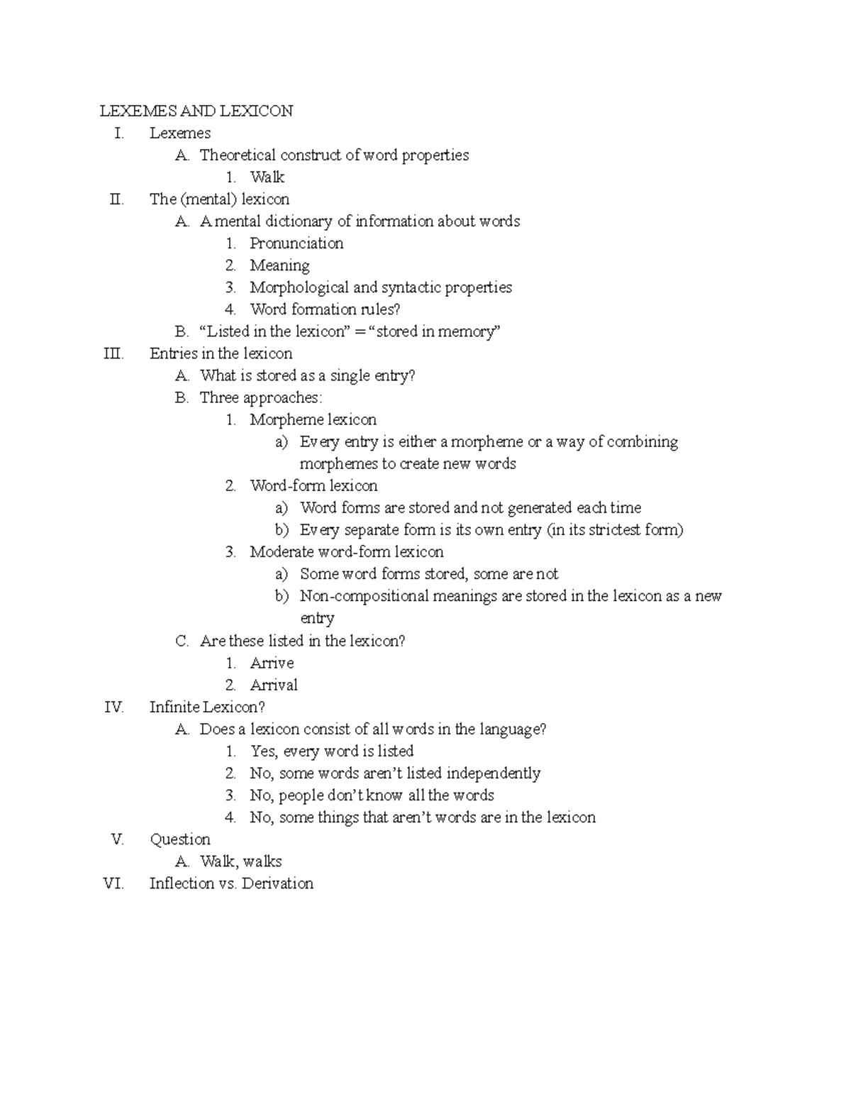 Lexemes and Lexicon - LEXEMES AND LEXICON I. Lexemes A. Theoretical ...