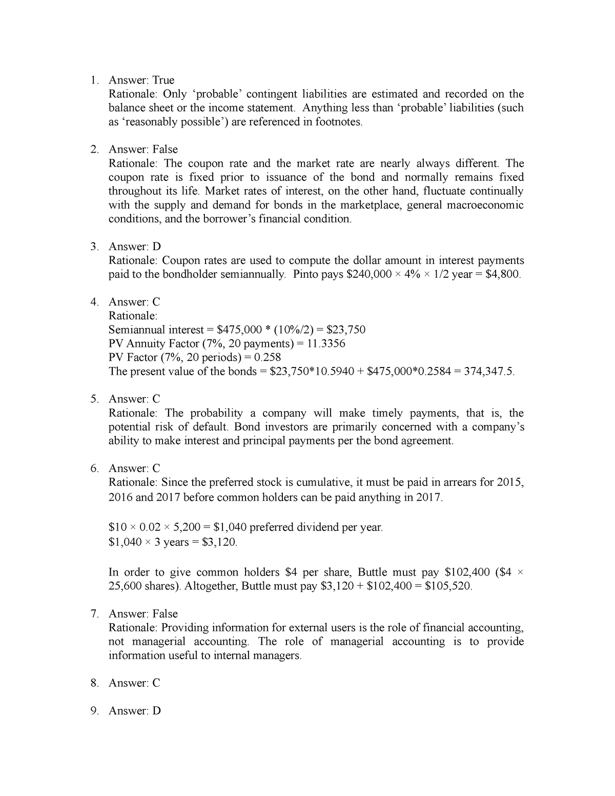 Practice Exam 2 Answer Keys - Answer: True Rationale: Only ‘probable ...