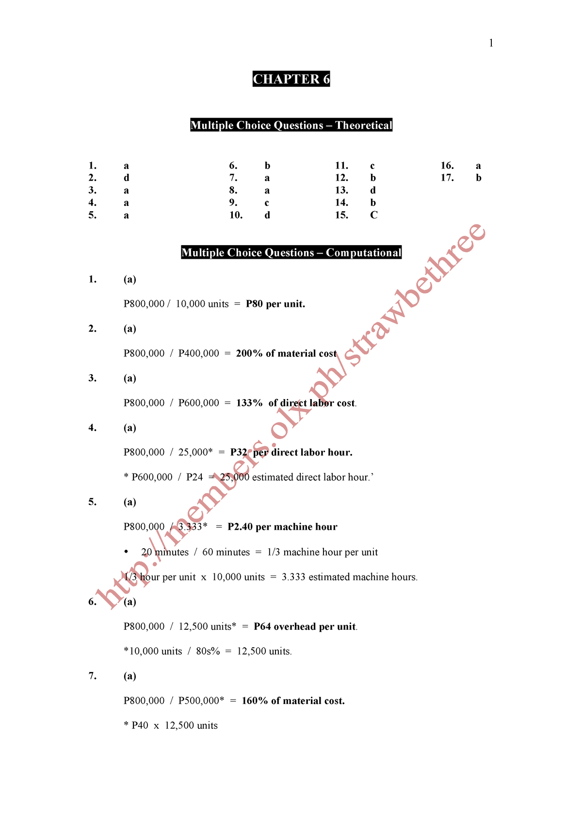 Cost Acctg Chapter-6 - CHAPTER 6 Multiple Choice Questions ...