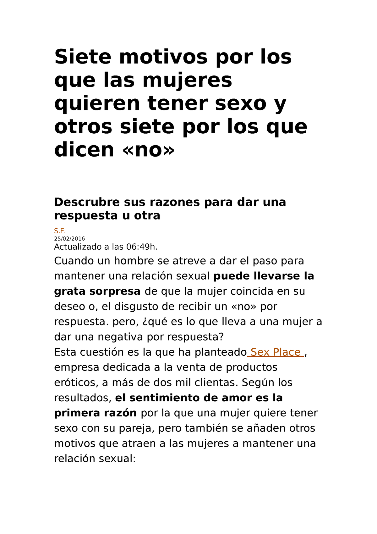 Razones Por La Que Tienen Relaciones Siete Motivos Por Los Que Las Mujeres Quieren Tener Sexo