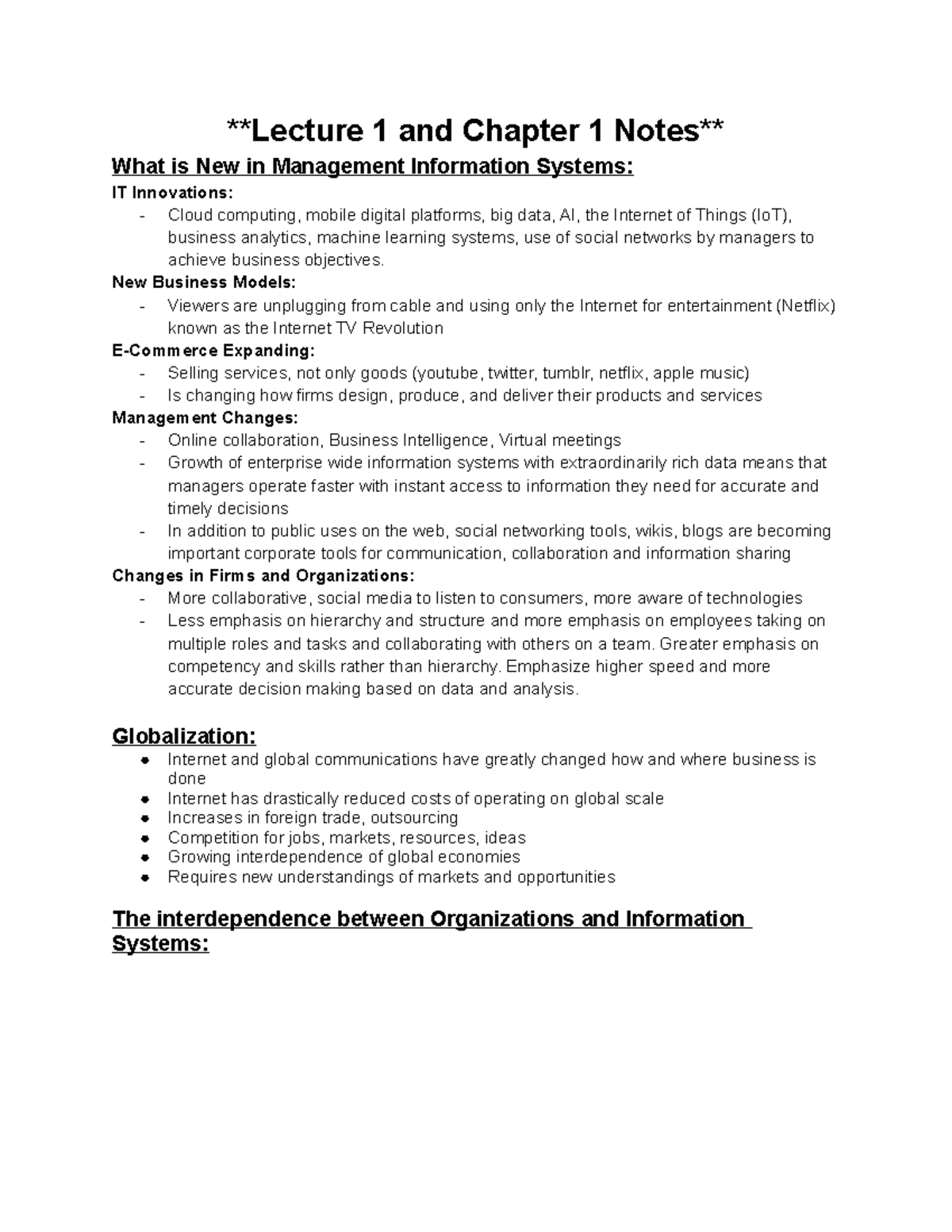 Itm-100-midterm-notes - Lecture 1 And Chapter 1 Notes What Is New In ...