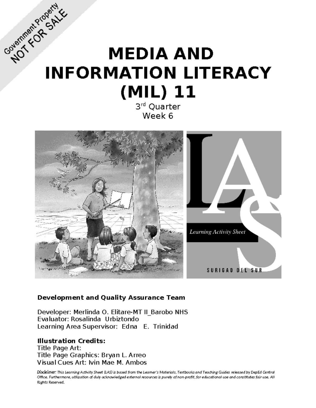 MIL q3 w6 final - FOR BLENDED LEARNING - MEDIA AND INFORMATION LITERACY ...