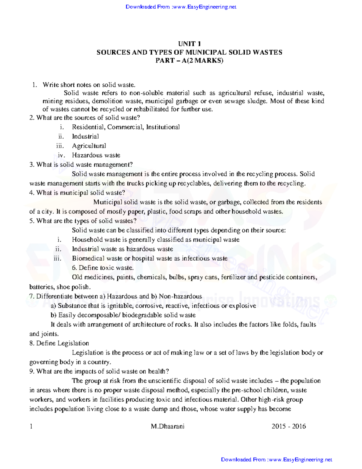 Municipal Solid Waste Management 1- By Easy Engineering - 1 M 2015 ...