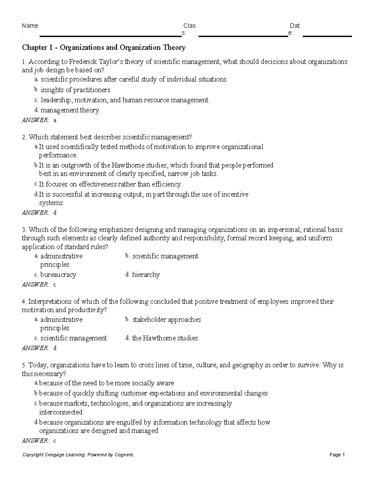 Chapter 1 Organizations and Organization Theory - : s: e: Chapter 1 ...