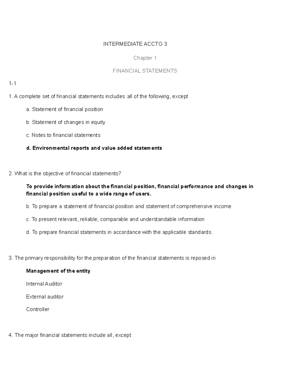 Intacc-3 Practice Materials - Intermediate Acctg 3 Chapter 1 Financial 