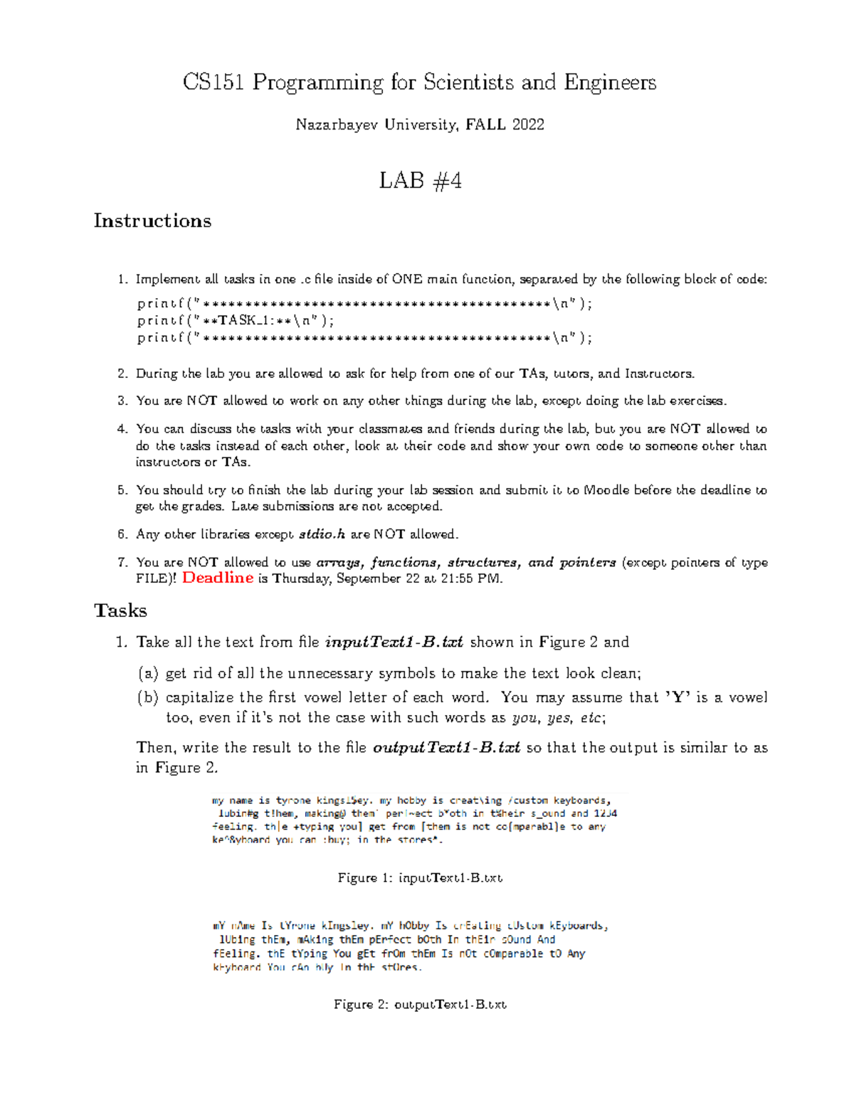 CS151 Lab 4 B Fall 2022 - CSCI151 Lab4 - CS151 Programming For ...