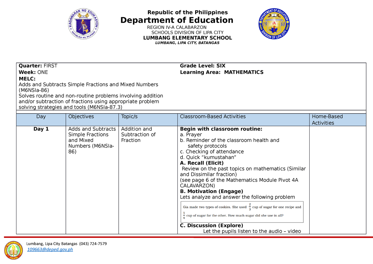 Wlp Math 6 W1 Teacher Made Files Department Of Education Region Iv A Calabarzon Schools 