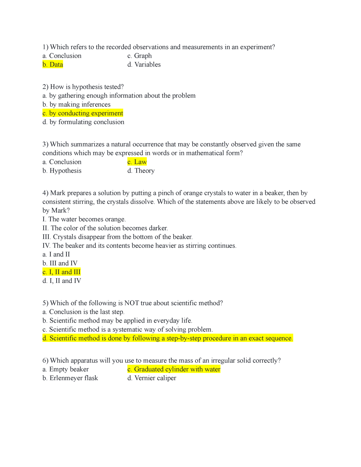 CHEM- Notes 11 - Which Refers To The Recorded Observations And ...