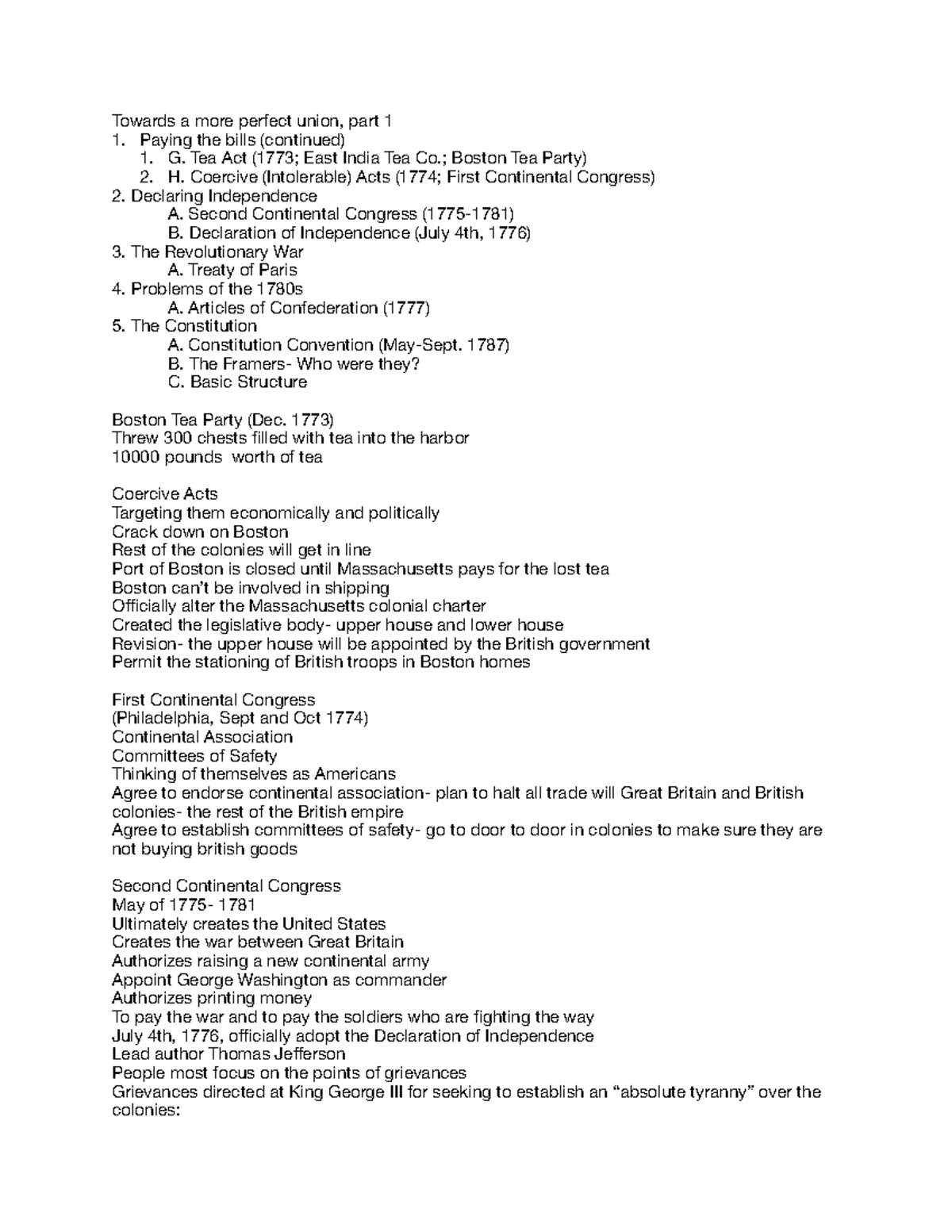 Towards a more perfect Union part 1 Tea Act (1773; East India Tea Co