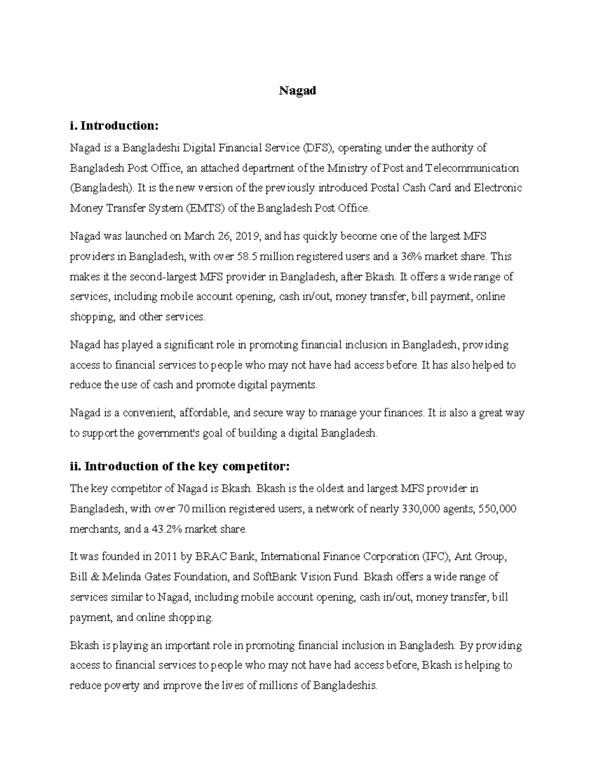 Nagad - Nagad i. Introduction: Nagad is a Bangladeshi Digital Financial ...
