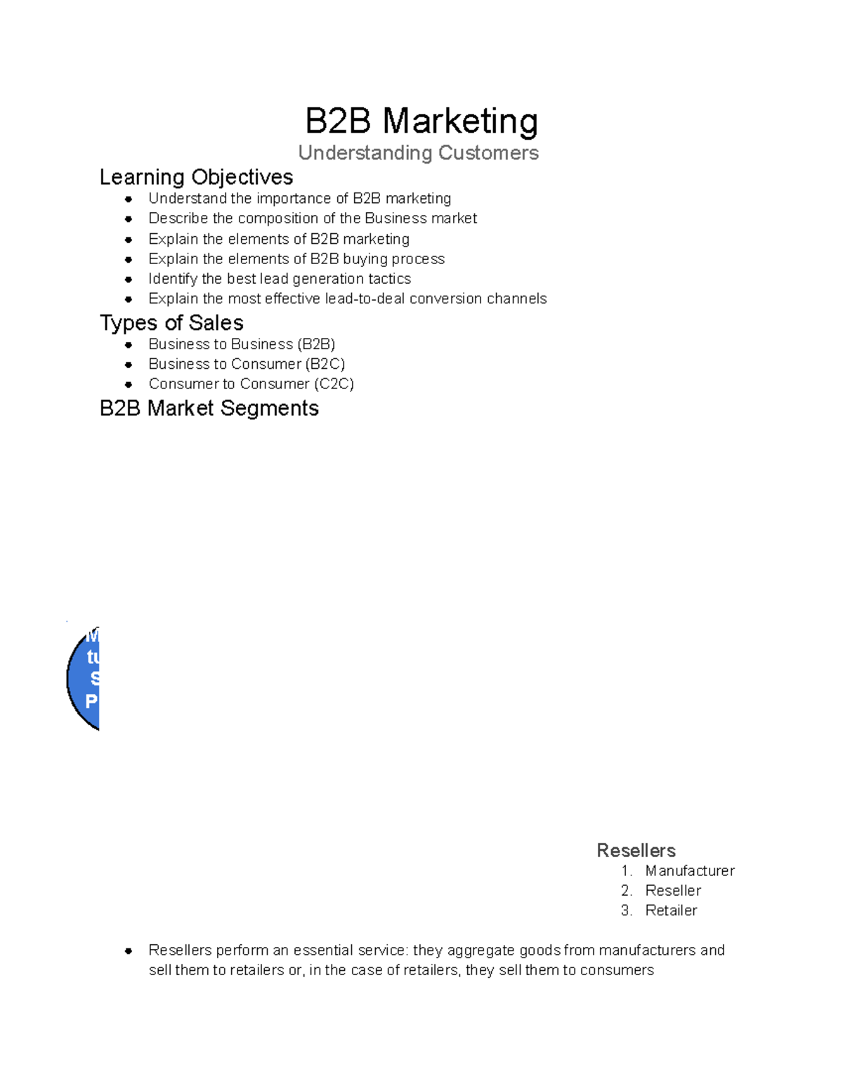 B2B Marketing - Lecture notes 1 - B2B Marketing Understanding Customers  Learning Objectives ○ ○ ○ ○ - StuDocu