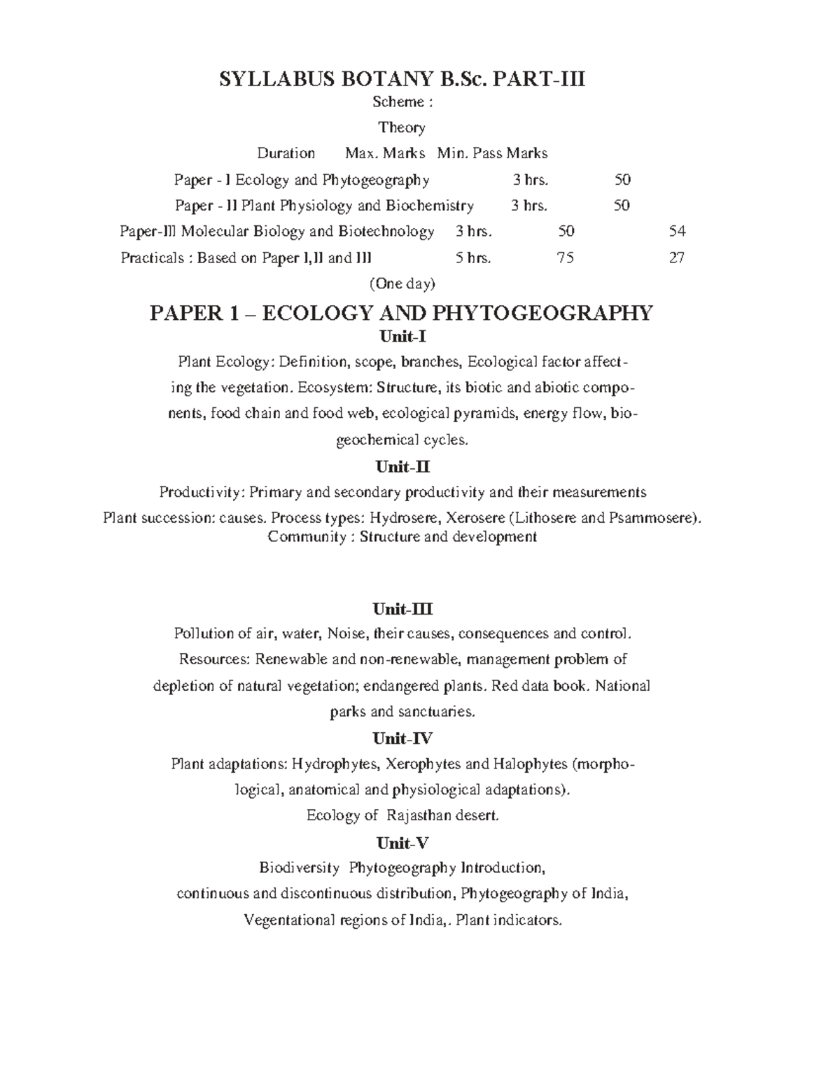 Botany-B.-Sc.-III-2017-18 - SYLLABUS BOTANY B. PART-III Scheme : Theory ...