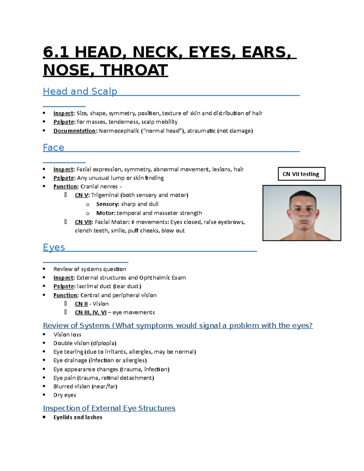 2014-fundamentals-of-nursing-nsg212-heent-cranial-nerves-6-head