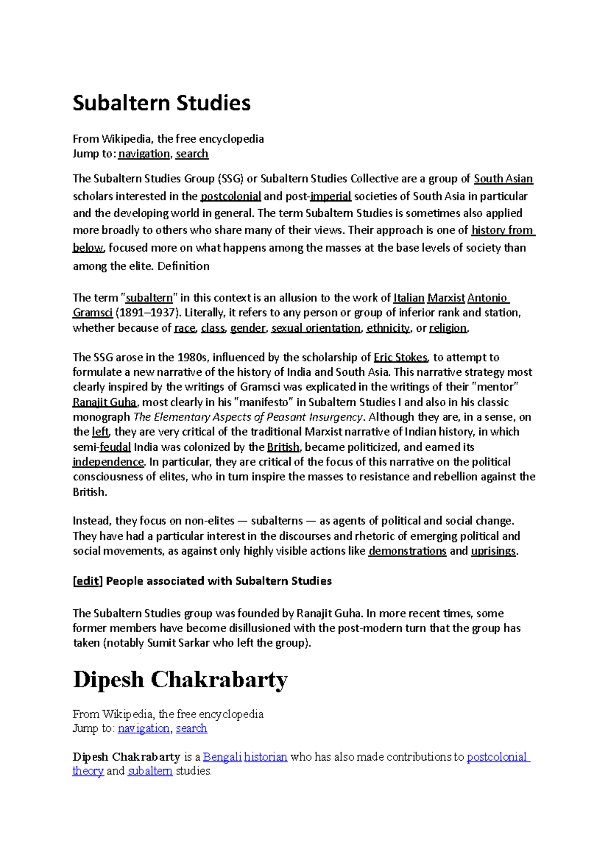 Week 10 Subaltern Studies - Subaltern Studies From Wikipedia, the free ...