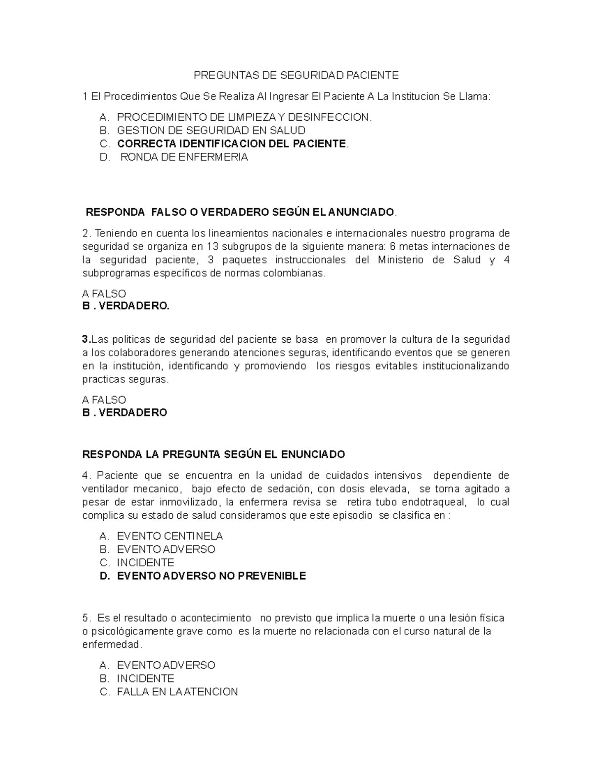 Preguntas De Seguridad Paciente Preguntas De Seguridad Paciente El Procedimientos Que Se