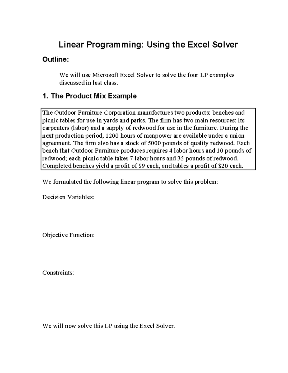 LPsolver - Linear Programming - Linear Programming: Using the Excel ...