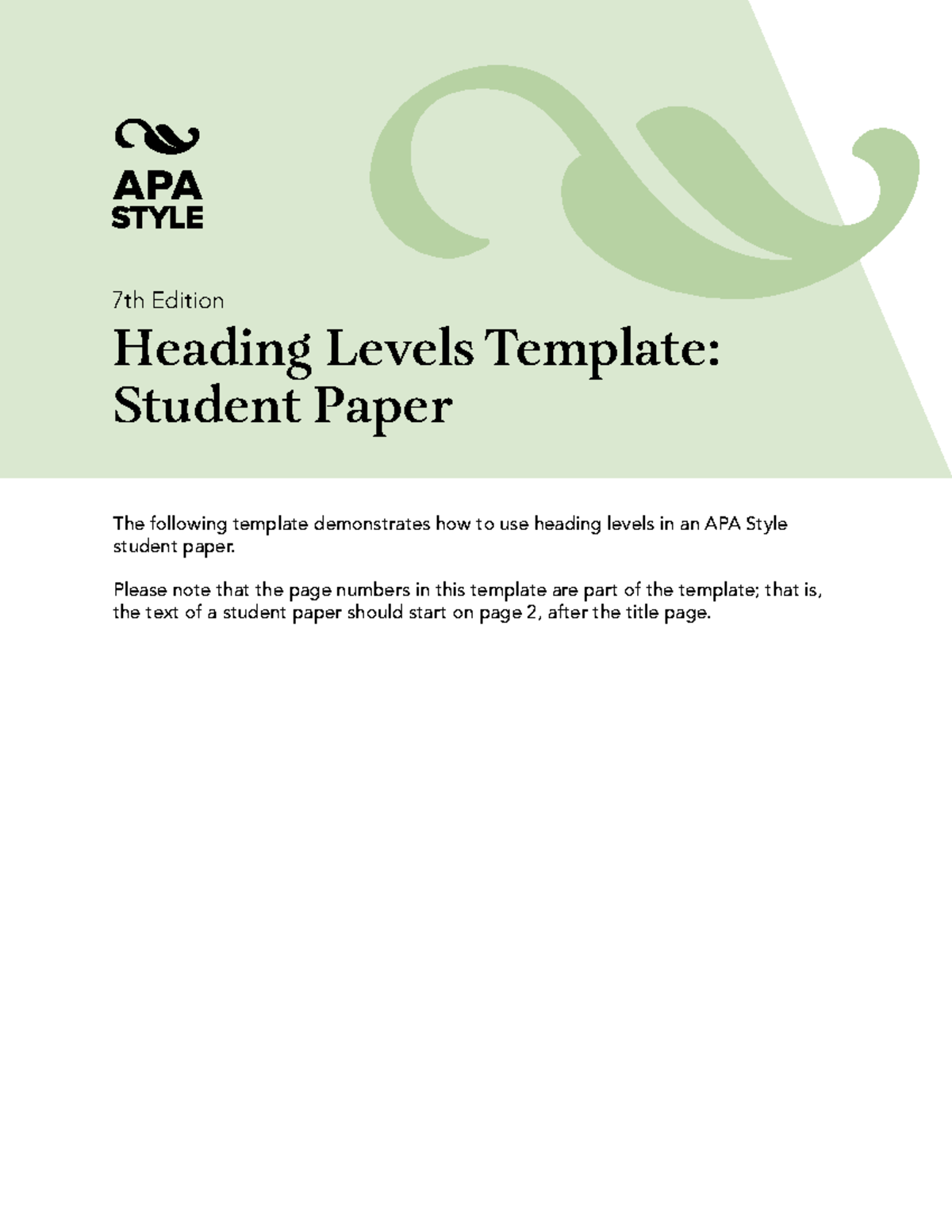 Heading template student paper - 7th Edition Heading Levels Template ...