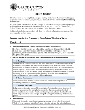 BIB 106 T4Review - BIB-106 Topic 4 Review Fill in the review as you ...