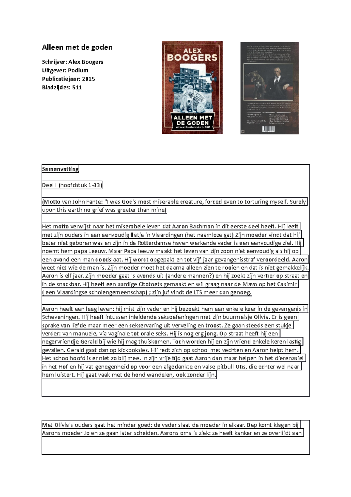 Lezen voor de lijst opdracht en recensie over Alleen met de Goden Alleen met de goden