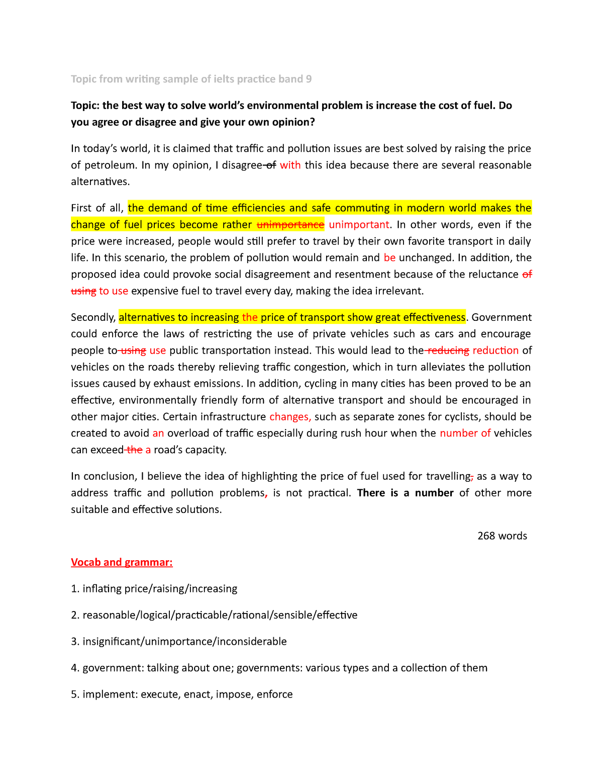 ielts essay on pollution band 9