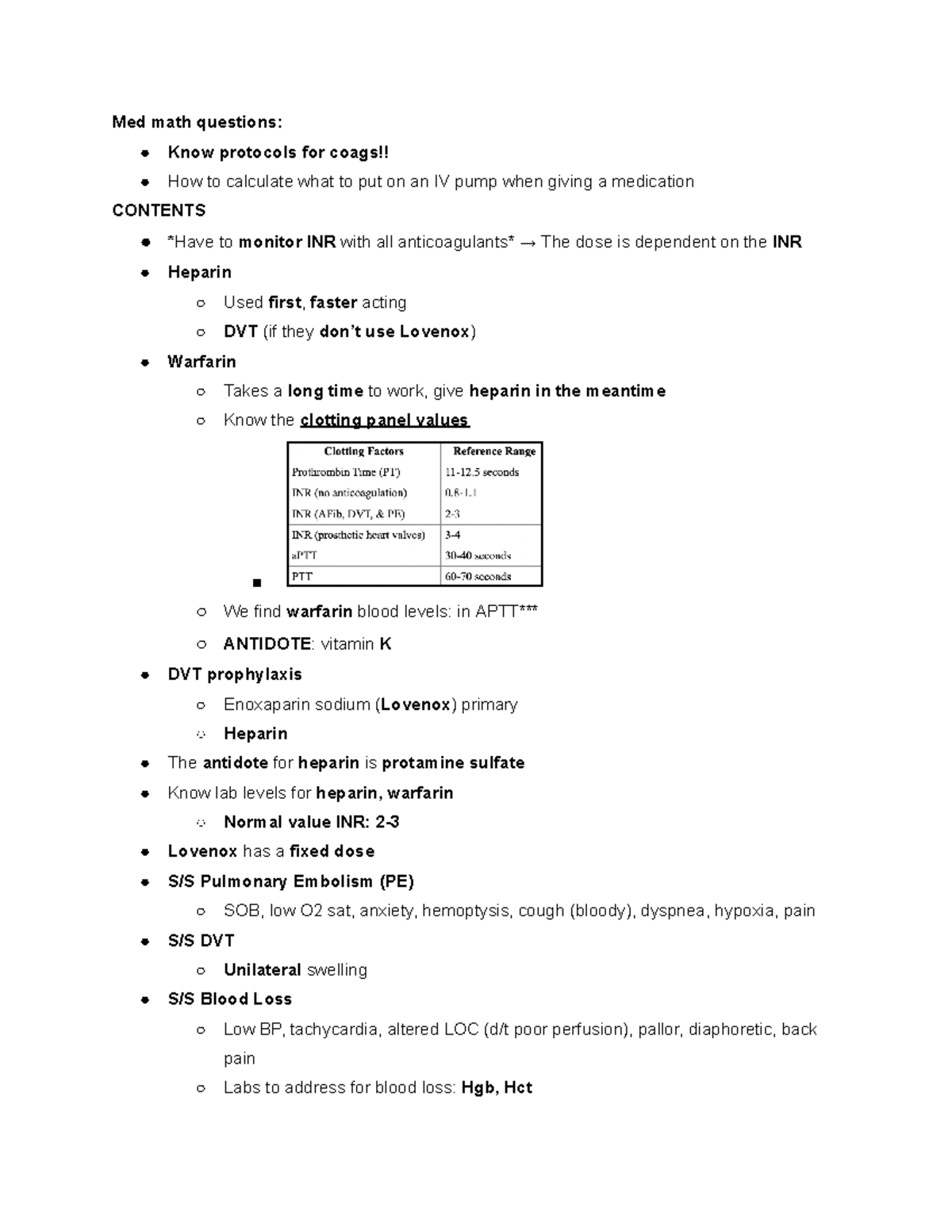 Pharm EXAM 4 Review - study guide - Med math questions: Know protocols ...