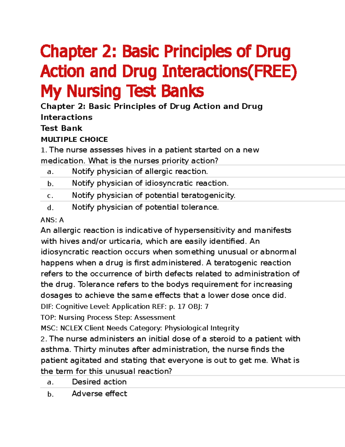 Week 1 interactions questions practice exam questions - Chapter 2 ...