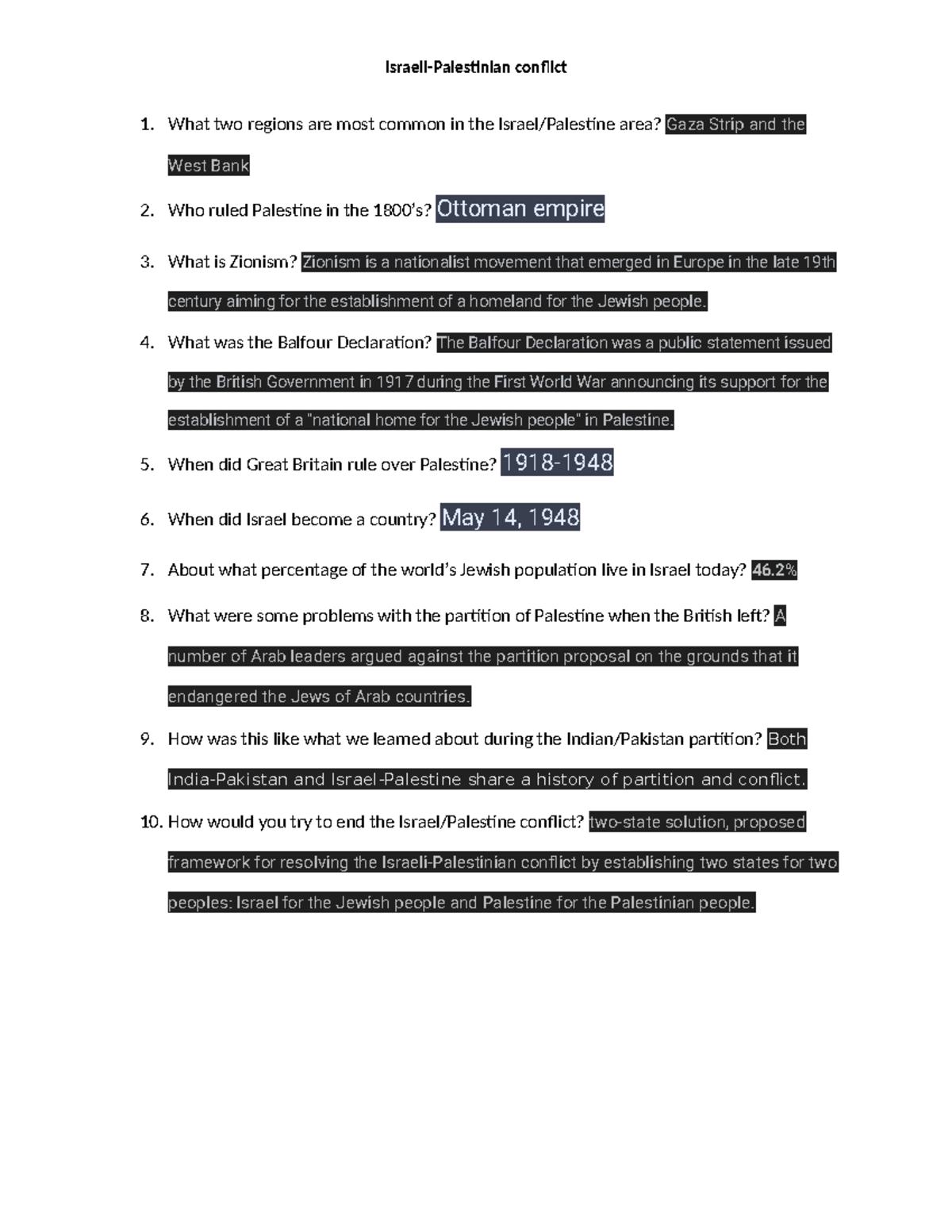 Israeli palistinian com - Israeli-Palestinian conflict 1. What two ...