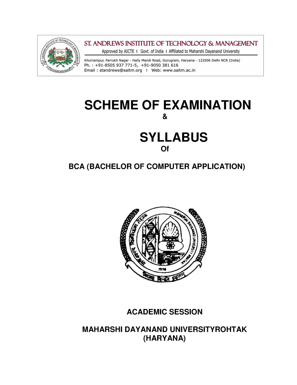 Bca Syllabus - SCHEME OF EXAMINATION & SYLLABUS Of BCA (BACHELOR OF ...