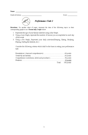 MATH-7 Q4 Performance Task 1 - Name: - Studocu