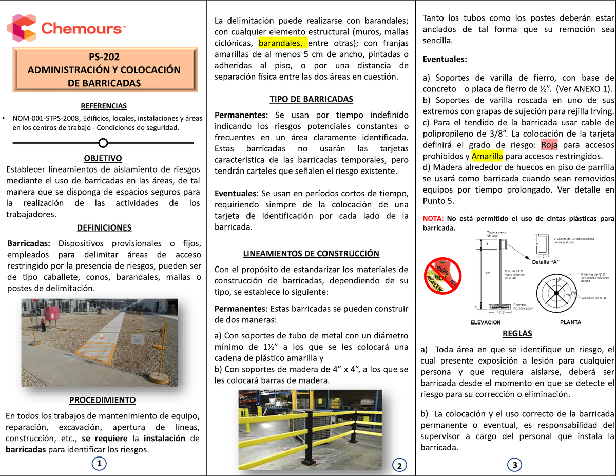 Triptico PS-202 Barricadas - LINEAMIENTOS DE CONSTRUCCI”N Con el