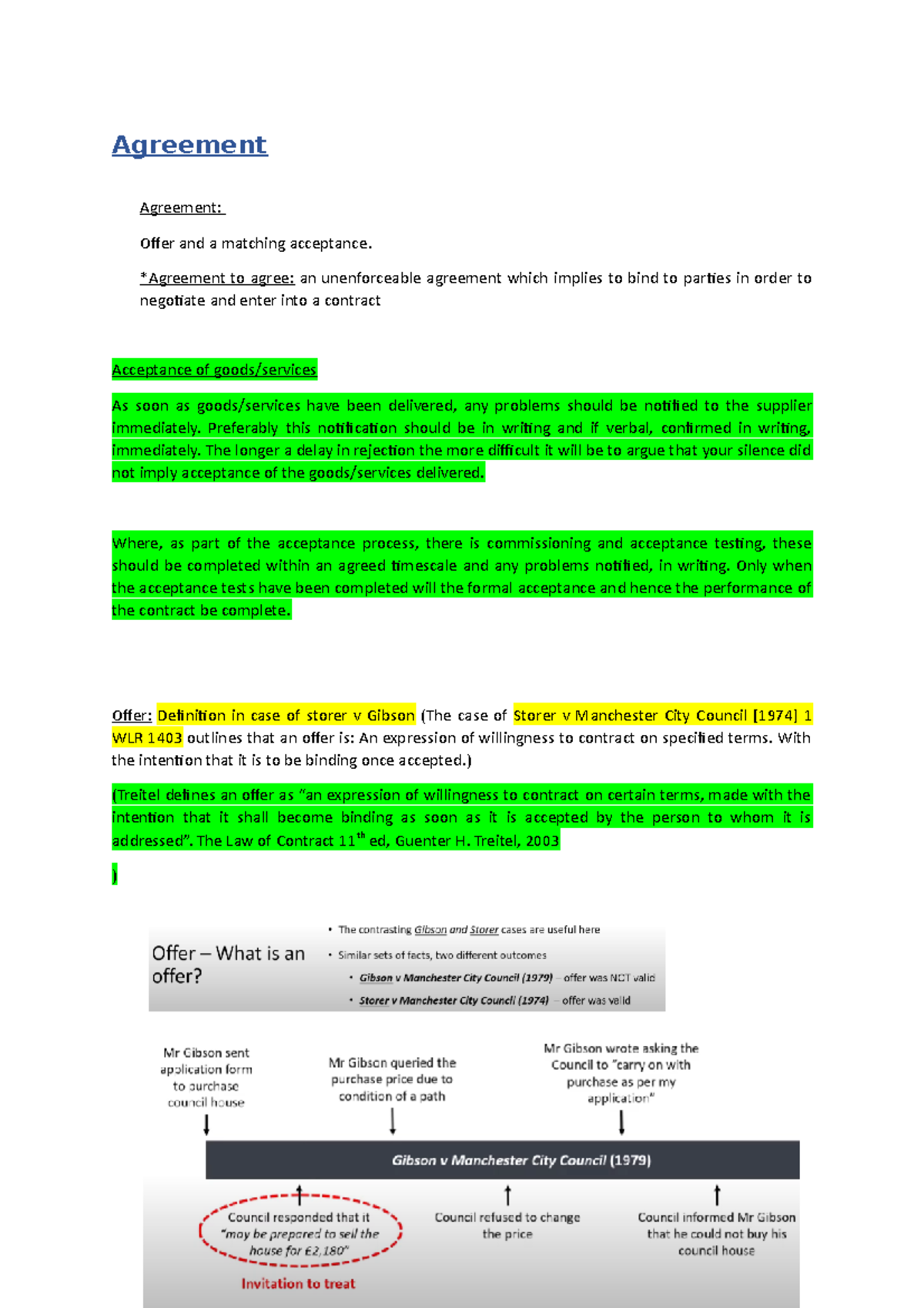 Contract Law - Agreement - Agreement Agreement: Offer and a matching ...