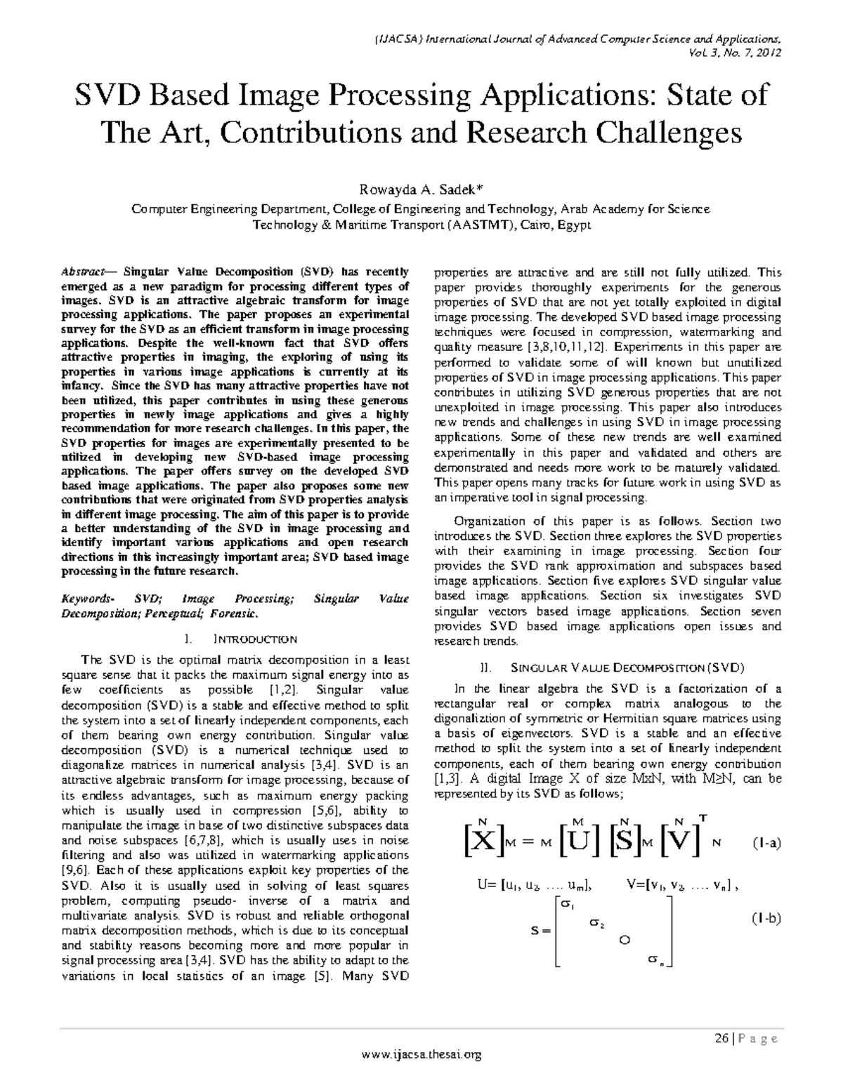 1211 - lecture - Vol. 3, No. 7, 2012 26 | P a g e SVD Based Image ...