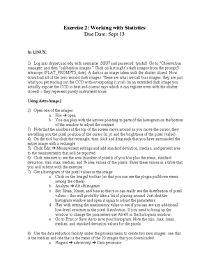 Exercise 4 - CCD Processing - Exercise 4: CCD Processing Due Date: Sept ...