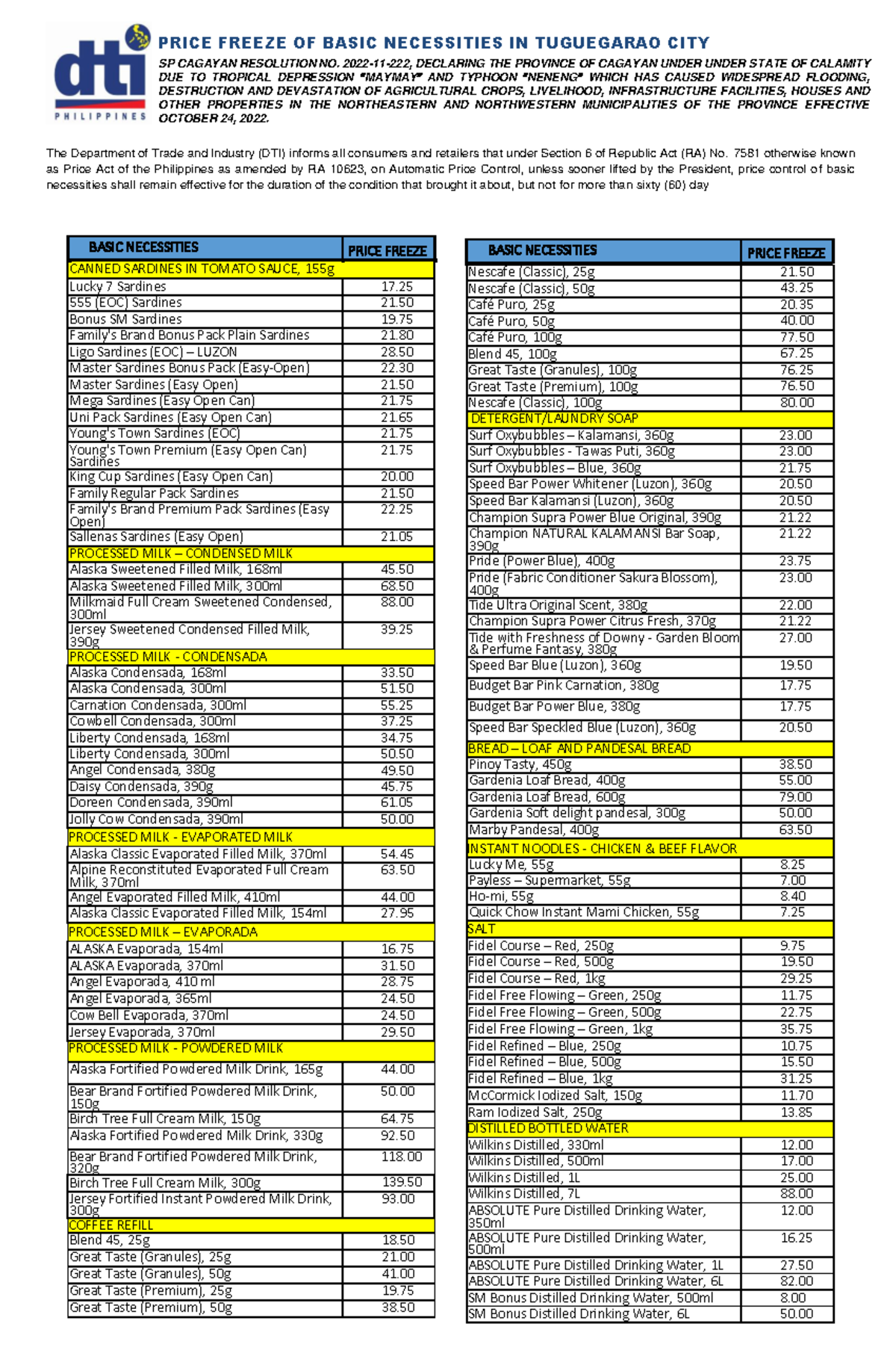 Price Freeze Maymay Neneng Tuguegarao CITY - PRICE FREEZE OF BASIC ...
