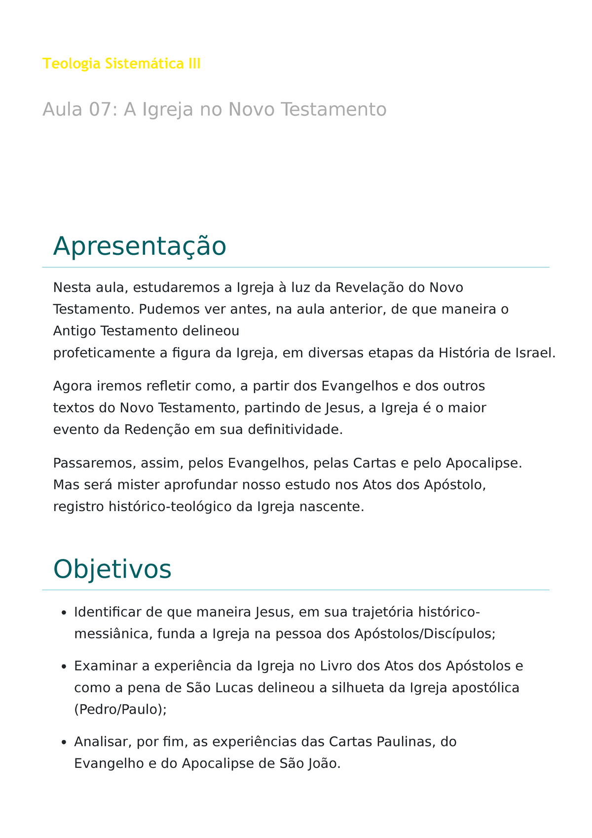 Teologia Sistemática III-Aula 7 Até A 10-Excelente Ajuda Para Testes ...