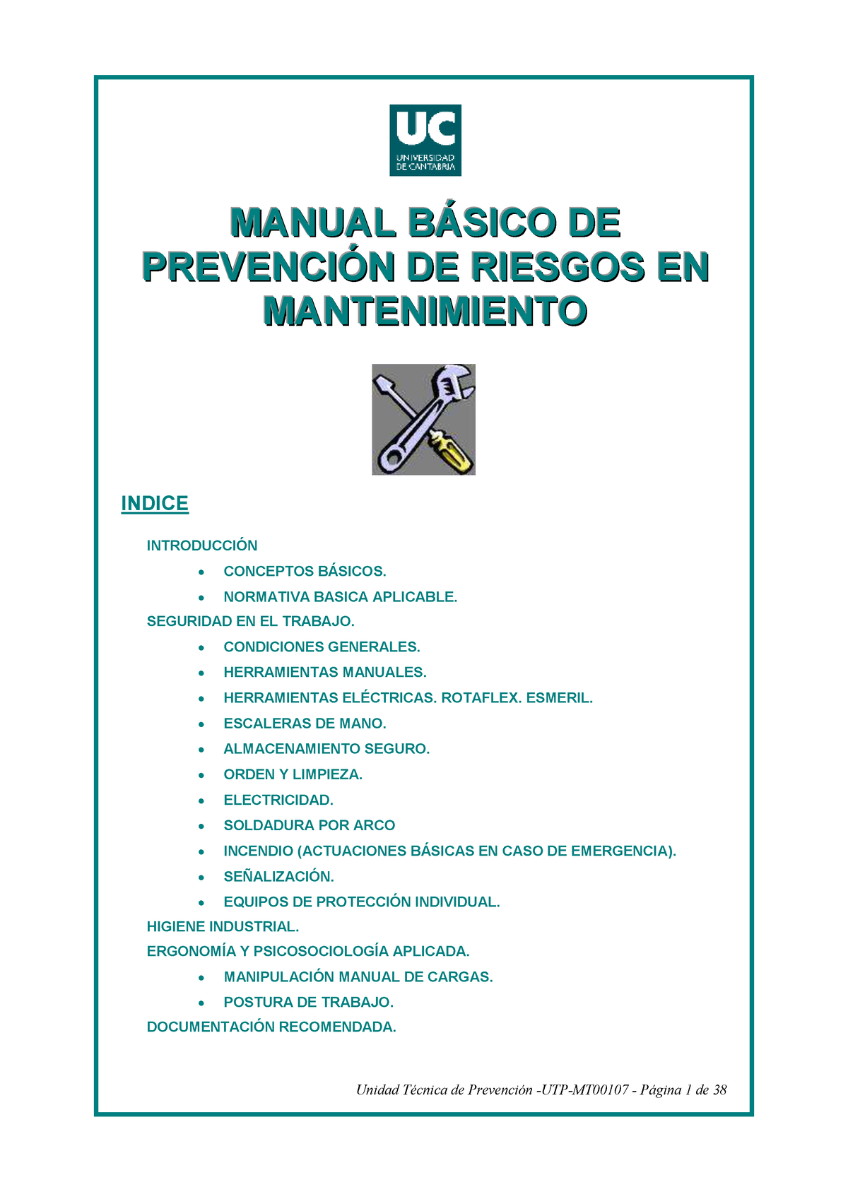 Manual Básico De Prevención De Riesgos En Mantenimiento ...