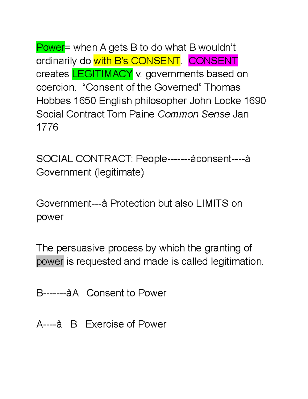 004 - Lecture Notes - Power= When A Gets B To Do What B Wouldn’t ...