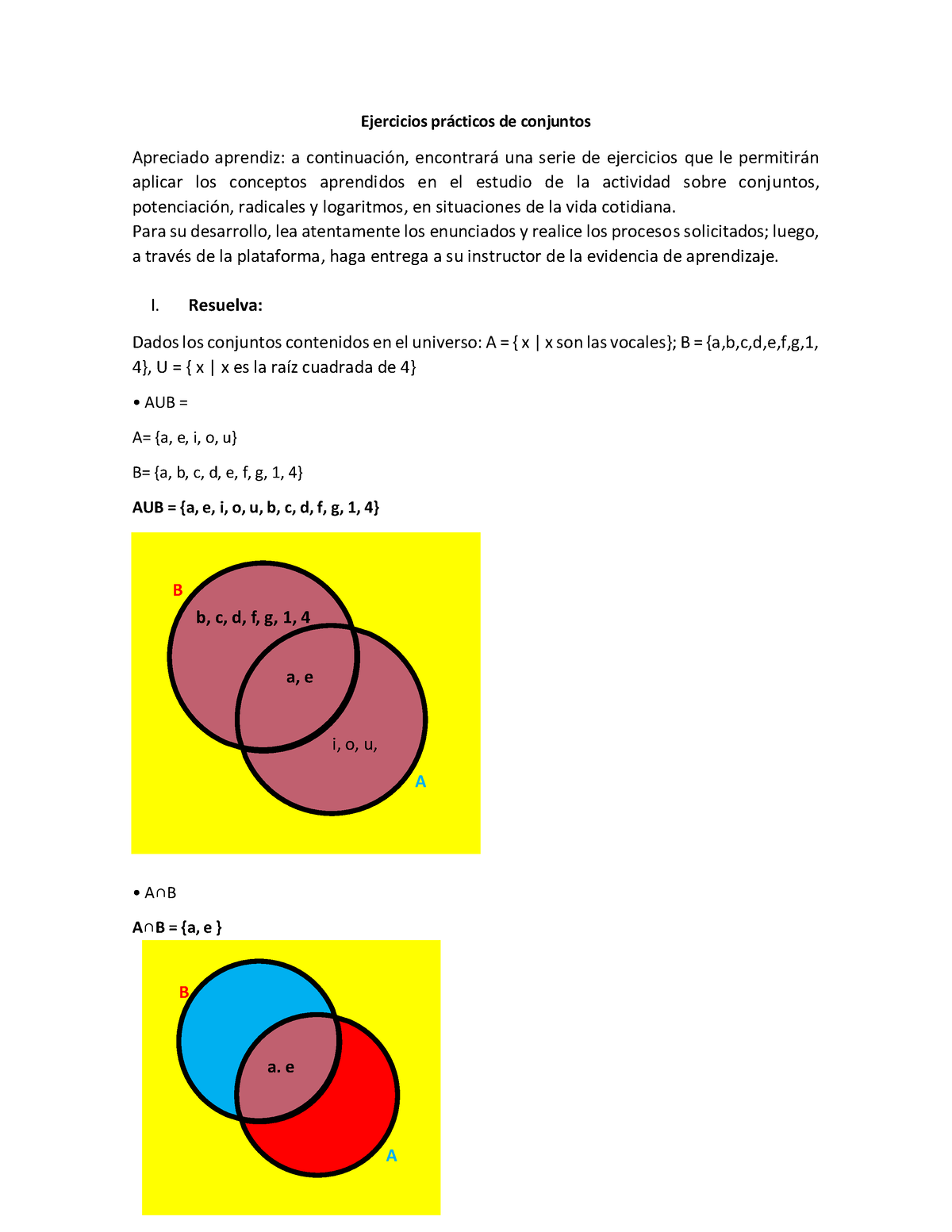 Anexo Aa Ev Ejercicios Practicos Ejercicios Prcticos De Conjuntos