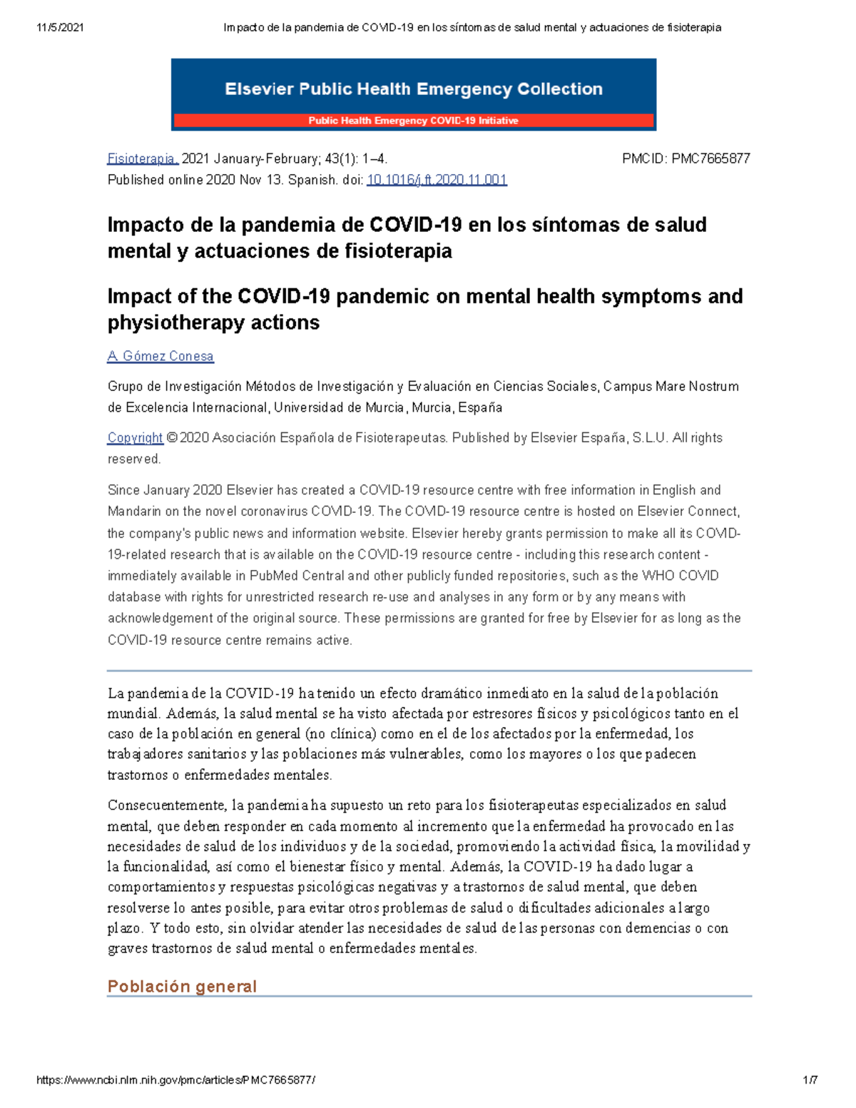Impacto de la pandemia de Covid-19 en los síntomas de salud mental y ...
