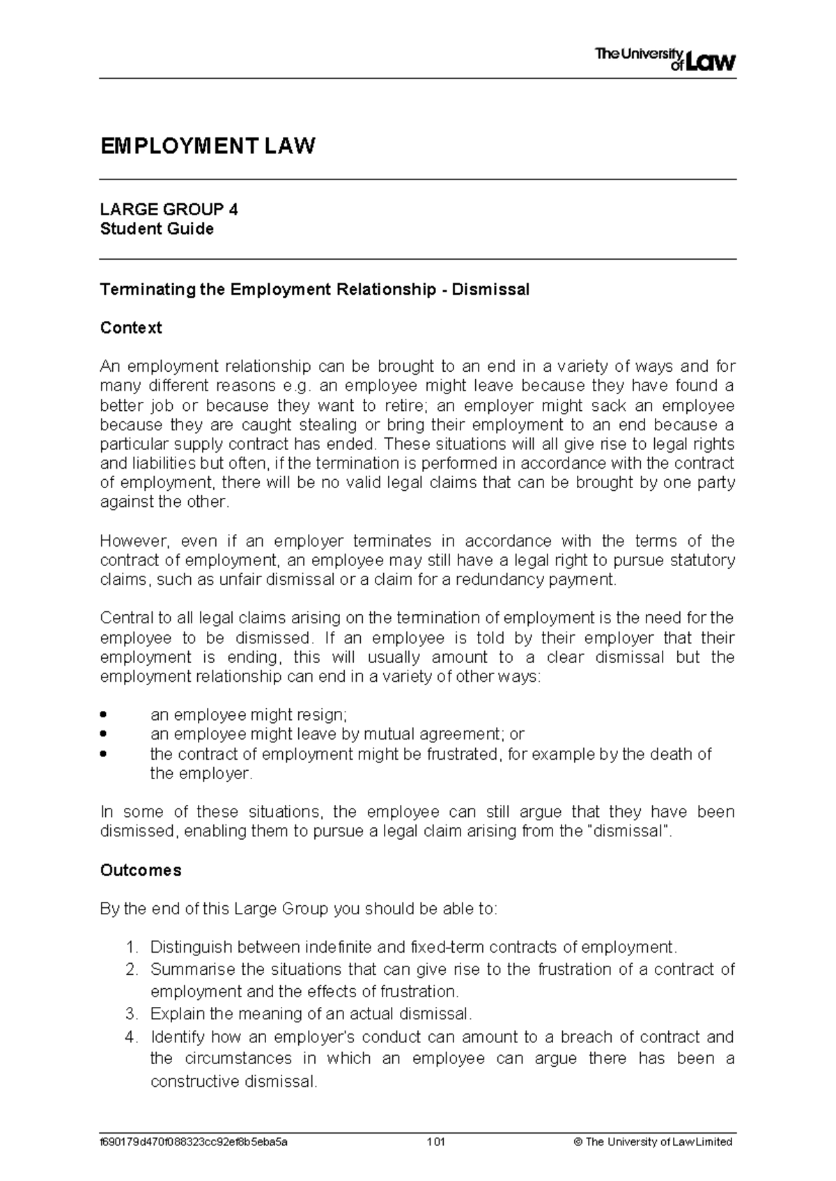 Terminating the Employment Relationship (EL) LG 4 - EMPLOYMENT LAW ...
