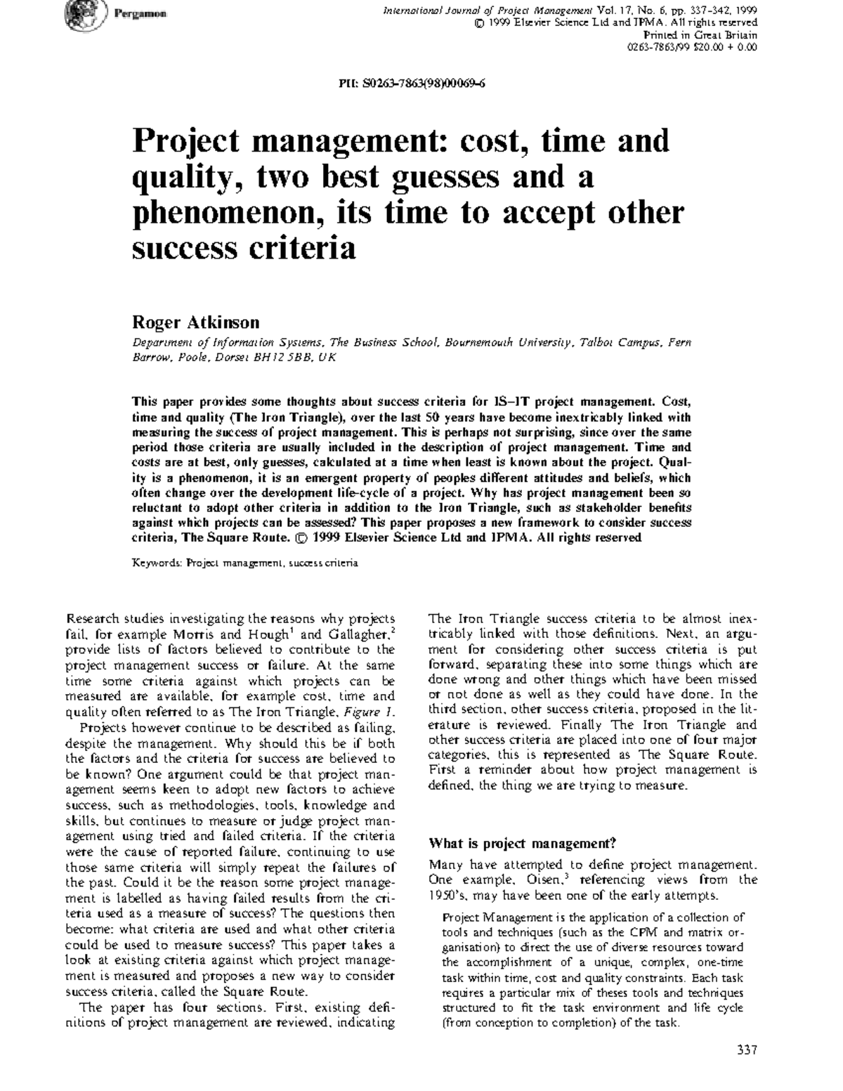 Project management Cost time and quality - Project management: cost ...