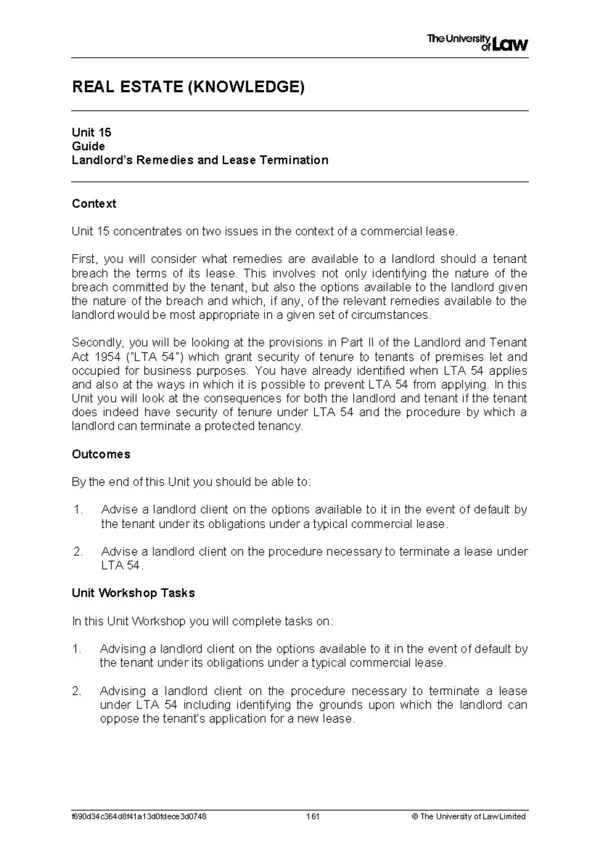 2324 re ws15 ce01 guide - REAL ESTATE (KNOWLEDGE) Unit 15 Guide ...