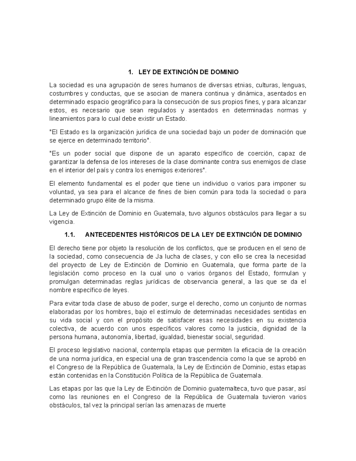 LEY DE Extinción DE Dominio - 1. LEY DE EXTINCIÓN DE DOMINIO La ...